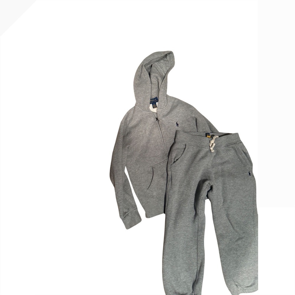 Polo Ralph Lauren Kids Gray Fleece Hoodie and Sweatpants Tracksuit Set Size 5 - Picture 3 of 4